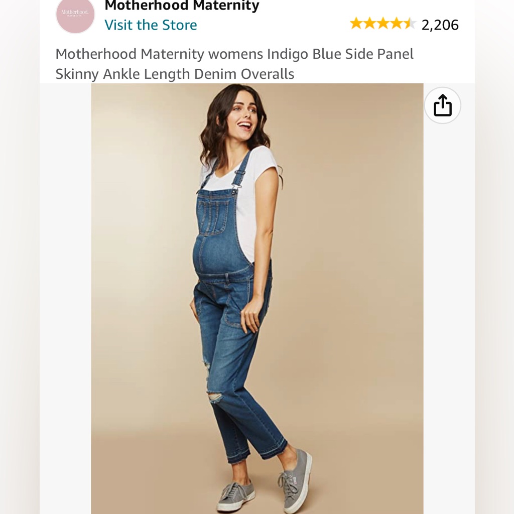 Indigo Blue Maternity Overalls, Size Small, Worn Once.